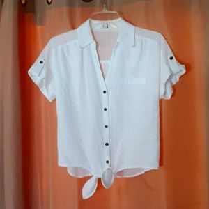 Candies white eyelet tie front shirt size small